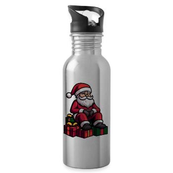 Cadeaux de Noël du Père Noël - Gourde avec paille intégrée - argent clair - Droite