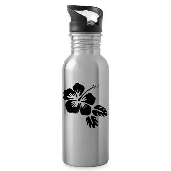 Hibiscus Blossom Blossom fleur Flower - Water bottle with straw - silver - Right