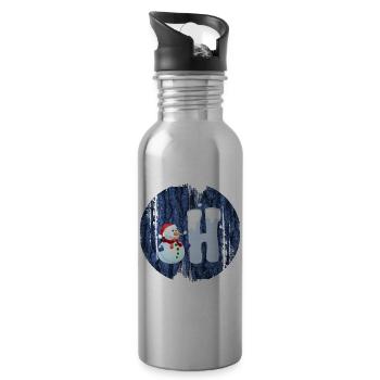 snowman h - Water bottle with straw - silver - Right