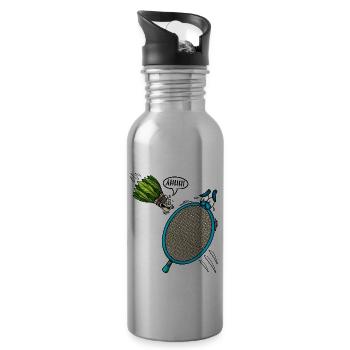 Badmintonspieler Shuttlecock schreit Ahhh - Trinkflasche mit integriertem Trinkhalm - Lightsilver - Rechts