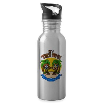 C’est Tiki Time Head Tiki Hawaiian Hawaii Luau - Gourde avec paille intégrée - argent clair - Droite