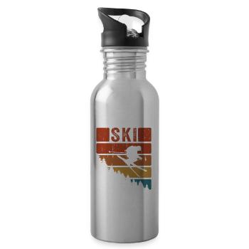 Skier Skifahren Vintage Berg Wintersport Ski - Trinkflasche mit integriertem Trinkhalm - Lightsilver - Rechts