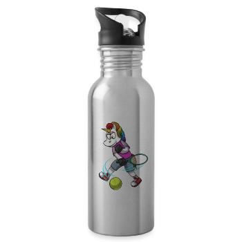 Tennis PLayer Unicorn Tennis - Water bottle with straw - silver - Right