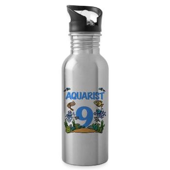 Aquarium 9 Anniversaire Ce petit aquariophile Anniversaire - Gourde avec paille intégrée - argent clair - Droite