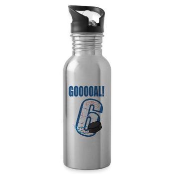 Eishockey Tor Ich bin 6 Eishockeyspieler Geburtstag - Trinkflasche mit integriertem Trinkhalm - Lightsilver - Rechts