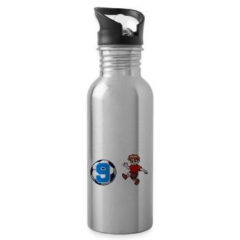 Soccer Player Is Now 9 Boy Soccer Birthday - Water bottle with straw - silver - Right