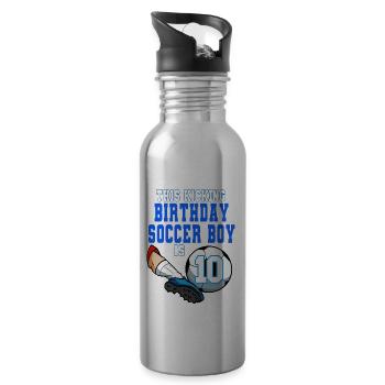 Dieser Fußballjunge ist Fußball zum 10. Geburtstag - Trinkflasche mit integriertem Trinkhalm - Lightsilver - Rechts