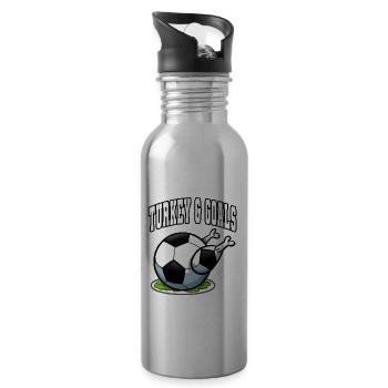 Thanksgiving Soccer Turkey And Goals - Water bottle with straw - silver - Right