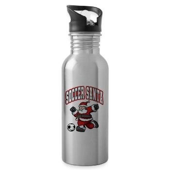 Fußball Santa Männer Jungen Fußball Weihnachten - Trinkflasche mit integriertem Trinkhalm - Lightsilver - Rechts