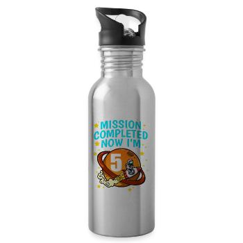 Space Birthday 5 Astronaut Planets Rocket Ship - Water bottle with straw - silver - Right