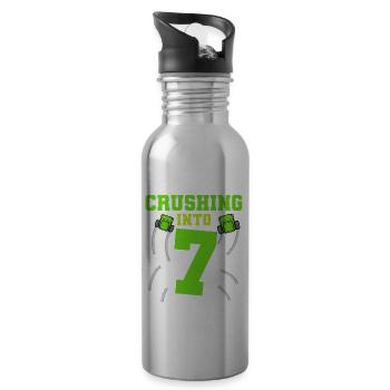 Monster Truck Geburtstag für Jungen 7 Jahre Geburtstag - Trinkflasche mit integriertem Trinkhalm - Lightsilver - Rechts