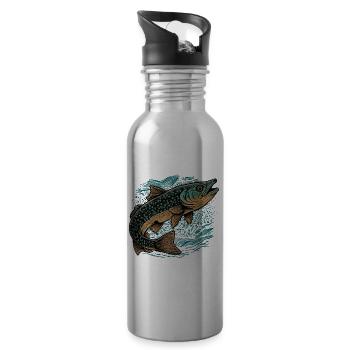 Fisch Kunstwerk - Trinkflasche mit integriertem Trinkhalm - Lightsilver - Rechts