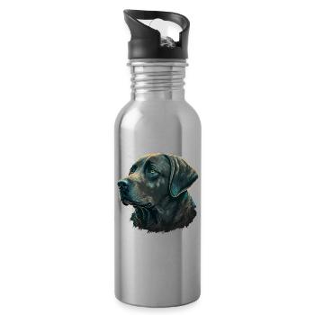 Sanfter Labrador Retriever - Trinkflasche mit integriertem Trinkhalm - Lightsilver - Rechts