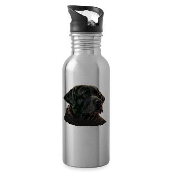 Retriever Labrador Noir à Face Potelée - Gourde avec paille intégrée - argent clair - Droite