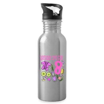 Spa-Geburtstag für Mädchen 8. Spa-Geburtstagsfeier - Trinkflasche mit integriertem Trinkhalm - Lightsilver - Rechts
