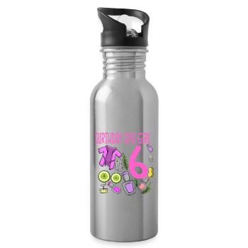 Spa-Geburtstag für Mädchen 6. Spa-Geburtstagsfeier - Trinkflasche mit integriertem Trinkhalm - Lightsilver - Rechts