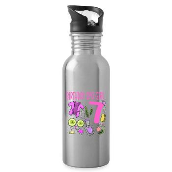 Spa-Geburtstag für Mädchen 7. Spa-Geburtstagsfeier - Trinkflasche mit integriertem Trinkhalm - Lightsilver - Rechts