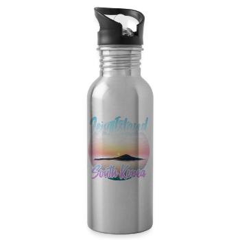 Jeju Island at sunset - Water bottle with straw - silver - Right