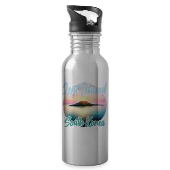 Jeju Island at sunset - Water bottle with straw - silver - Right