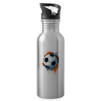 Ballon de football - Gourde avec paille intégrée - argent clair - Droite