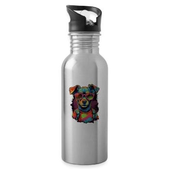 Dog - Water bottle with straw - silver - Right