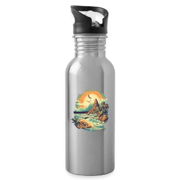 Beach - Water bottle with straw - silver - Right