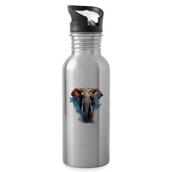 Elefant - Trinkflasche mit integriertem Trinkhalm - Lightsilver - Rechts