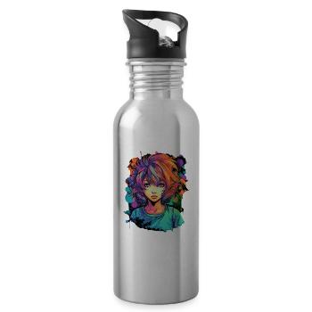Anime Girl - Water bottle with straw - silver - Right