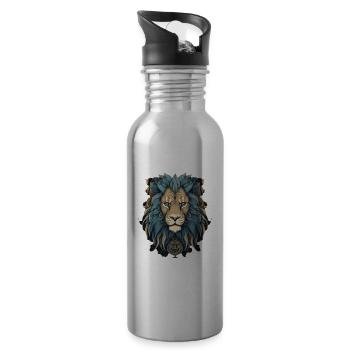 Lion - Gourde avec paille intégrée - argent clair - Droite