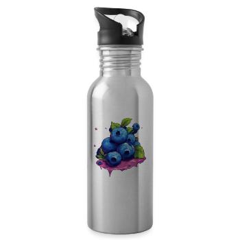 Blaubeere - Trinkflasche mit integriertem Trinkhalm - Lightsilver - Rechts