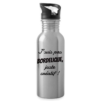 Cadeau mec bordélique créatif - Gourde avec paille intégrée - argent clair - Droite