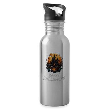 Halloween - Happy Halloween - Trinkflasche mit integriertem Trinkhalm - Lightsilver - Rechts