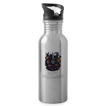 Halloween - Happy Halloween - Trinkflasche mit integriertem Trinkhalm - Lightsilver - Rechts