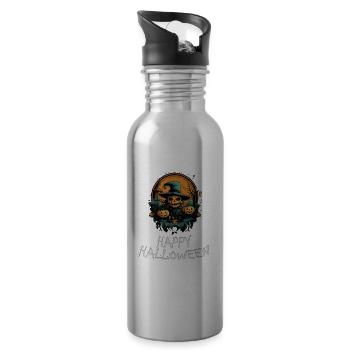 Halloween - Happy Halloween - Trinkflasche mit integriertem Trinkhalm - Lightsilver - Rechts