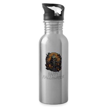 Halloween - Happy Halloween - Trinkflasche mit integriertem Trinkhalm - Lightsilver - Rechts