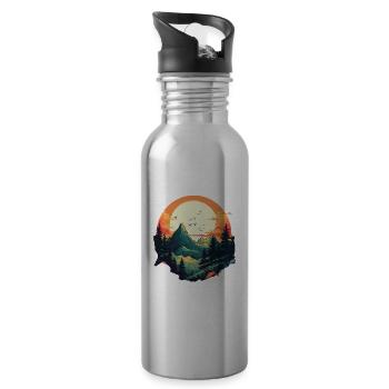 Landschaft - Trinkflasche mit integriertem Trinkhalm - Lightsilver - Rechts