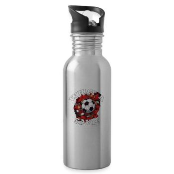 Fußball ball - What a Save! - Trinkflasche mit integriertem Trinkhalm - Lightsilver - Rechts