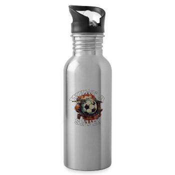 Balle de football - Quelle sauvegarde! - Gourde avec paille intégrée - argent clair - Droite