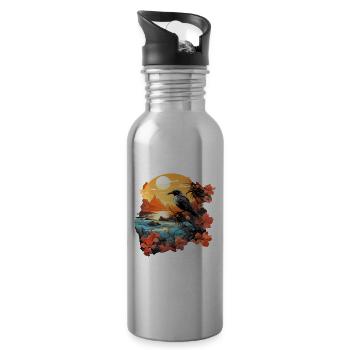 Tropical - Water bottle with straw - silver - Right