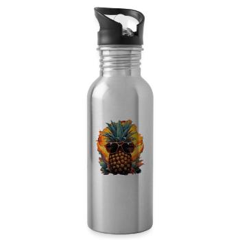 Ananas - Trinkflasche mit integriertem Trinkhalm - Lightsilver - Rechts