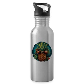 Ananas - Trinkflasche mit integriertem Trinkhalm - Lightsilver - Rechts