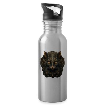 Katze - Trinkflasche mit integriertem Trinkhalm - Lightsilver - Rechts