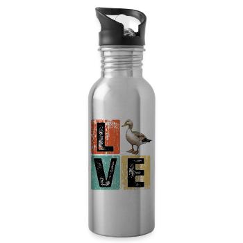 Retro Duck Hunting Duck Birds Lover Duck Hunter - Water bottle with straw - silver - Right