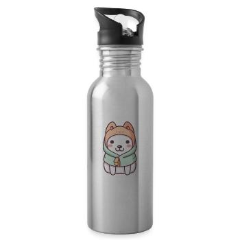 Hund - Kawaii Style - Trinkflasche mit integriertem Trinkhalm - Lightsilver - Rechts