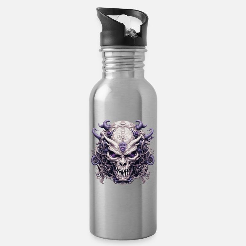 Habgier - Trinkflasche mit integriertem Trinkhalm - Lightsilver