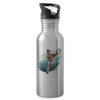 Joueur de tennis - Illustration - Gourde avec paille intégrée - argent clair - Droite