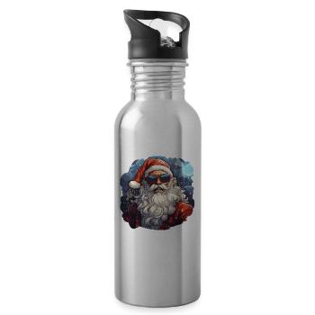 Weihnachtsmann - Illustration - Trinkflasche mit integriertem Trinkhalm - Lightsilver - Rechts