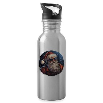 Santa Claus - illustration - Water bottle with straw - silver - Right