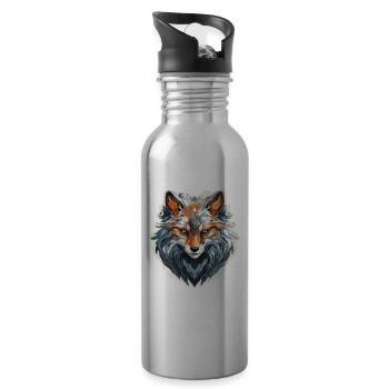 Fuchs - Illustration - Trinkflasche mit integriertem Trinkhalm - Lightsilver - Rechts