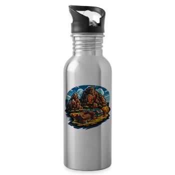Landscape - Illustration - Water bottle with straw - silver - Right